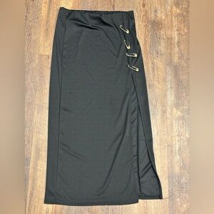 SHEIN Black Pencil Skirt with Gold Pins
